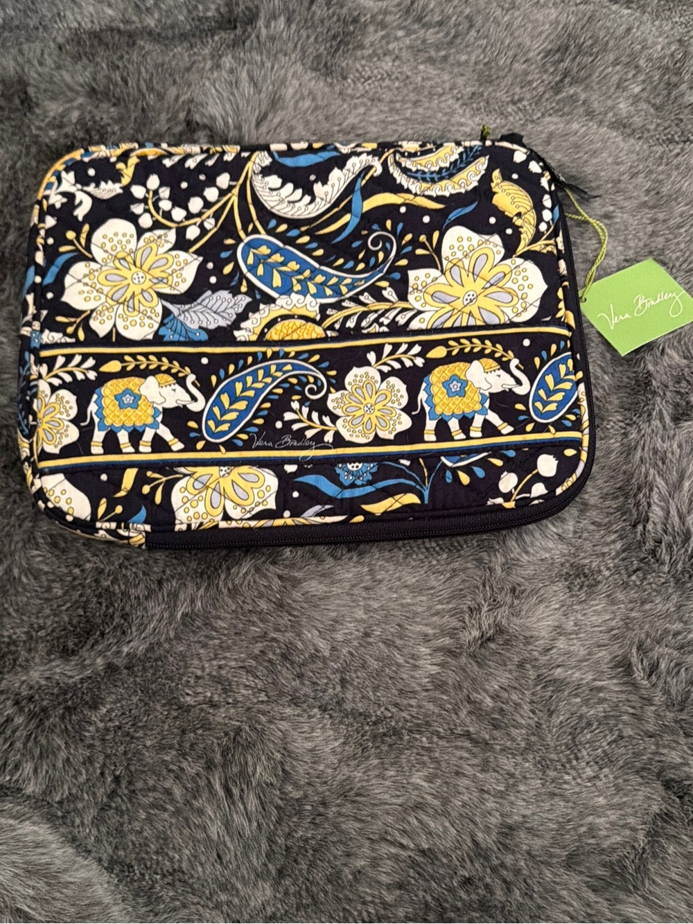 🐘 Vera Bradley Tablet Sleeve Ellie Blue NWT Quilted Tech Case